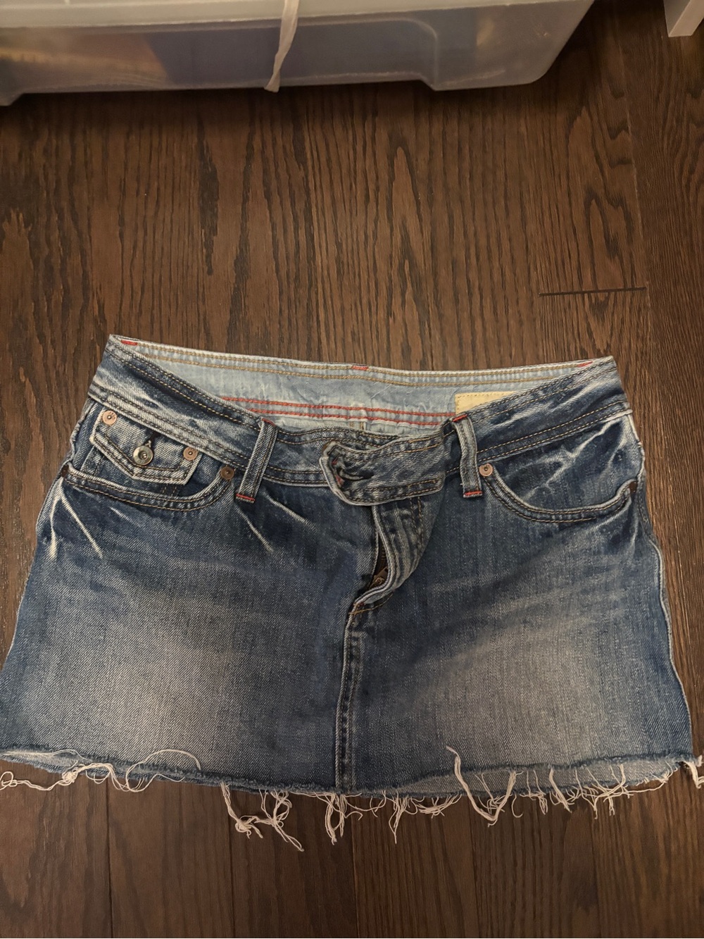 GAP Faded Blue Denim Mini Skirt with Frayed Hem